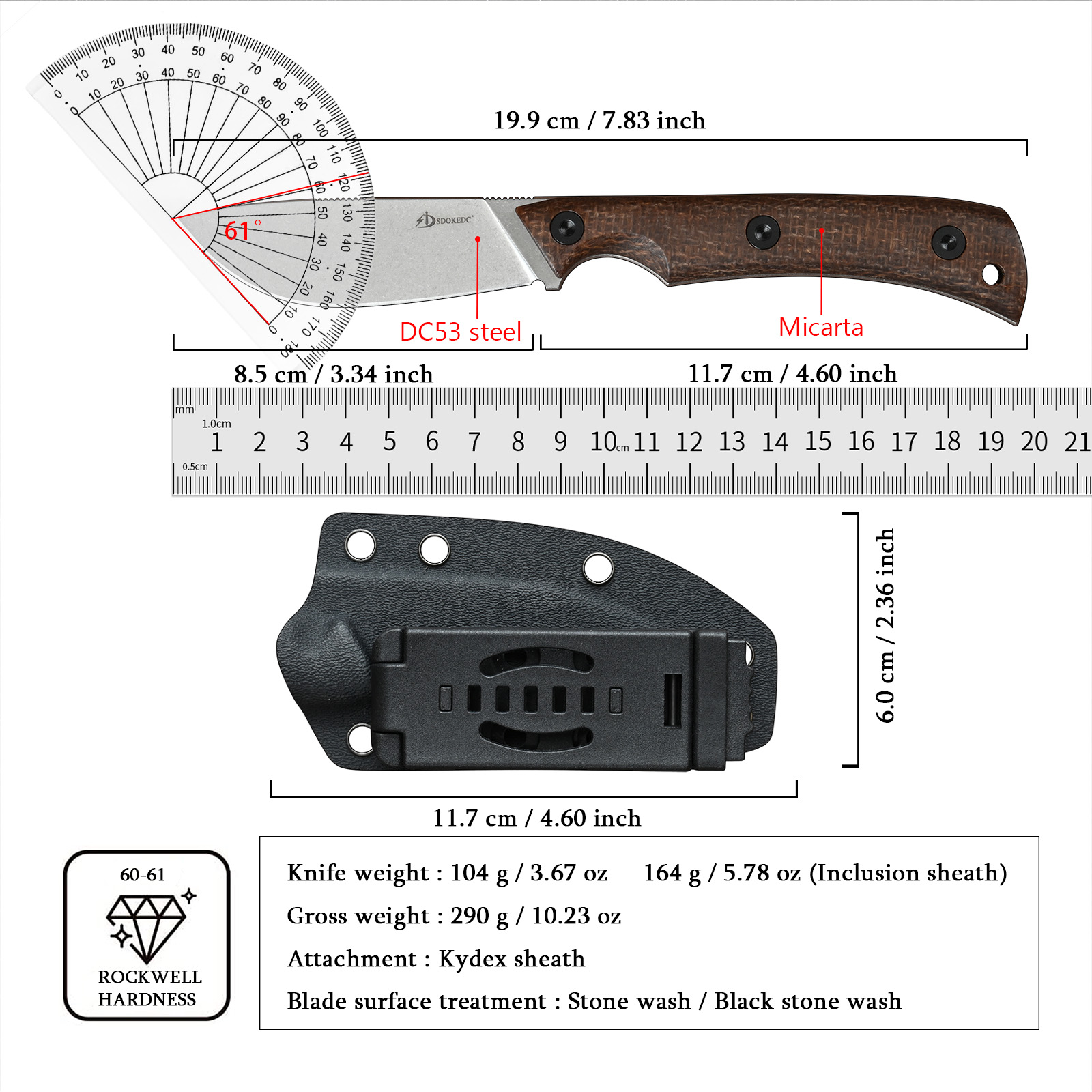SDOKEDC DC53 Steel EDC Utility - Edc Concealed Carry Knife のレビューと価格