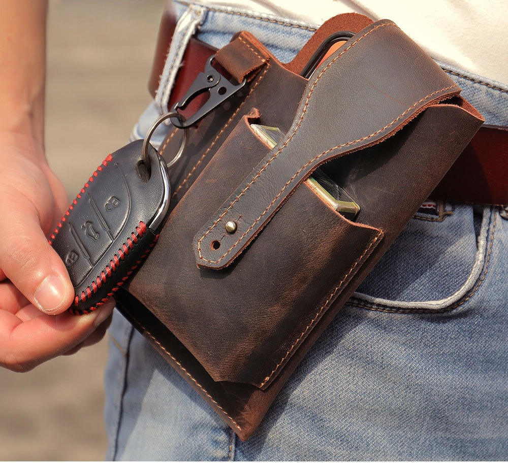 Crazy Horse Leather Phone Hols - Edc Carry For Men のレビューと価格